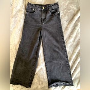 &Denim Black Cropped Flare Jeans